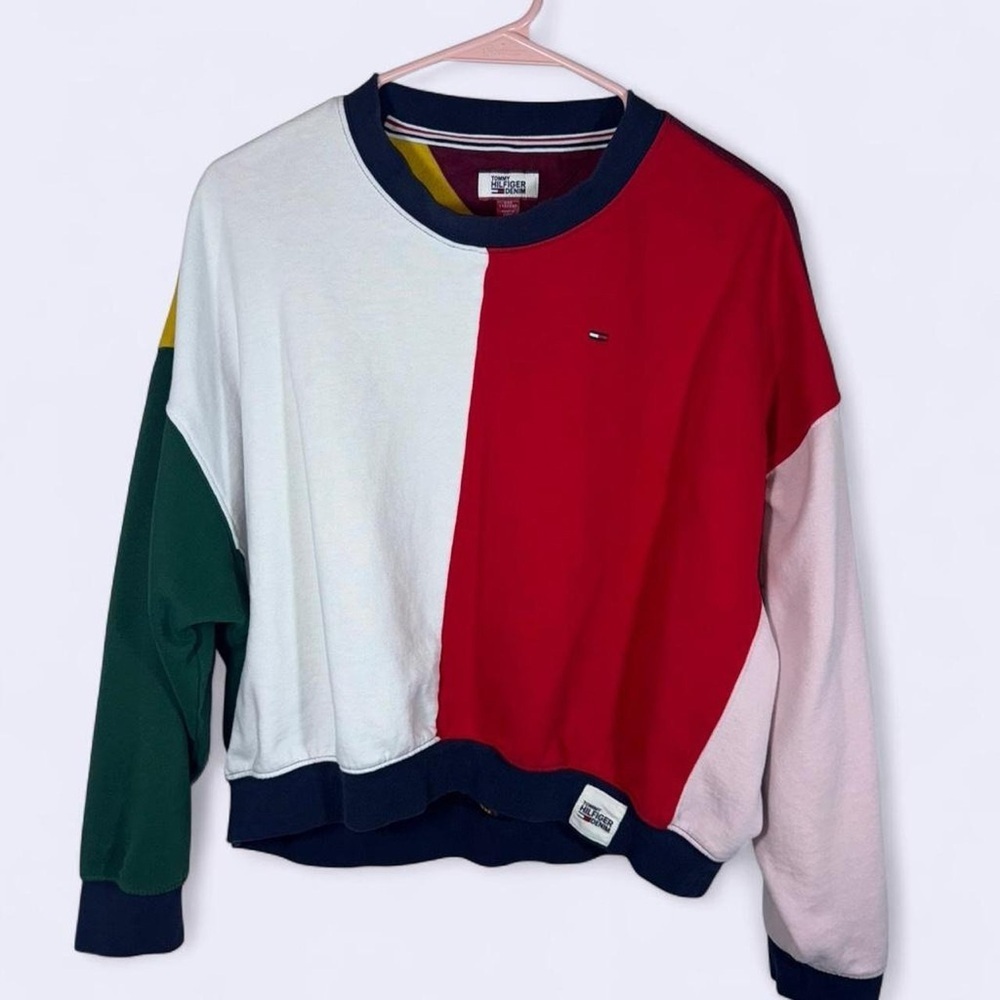 Tommy Hilfiger Denim Women’s Colorblock Cropped Sweatshirt XXS